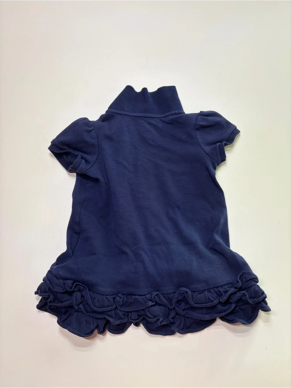 Ralph Lauren Baby Girls 9M Navy Polo Dress Ruffle Romper Preppy
